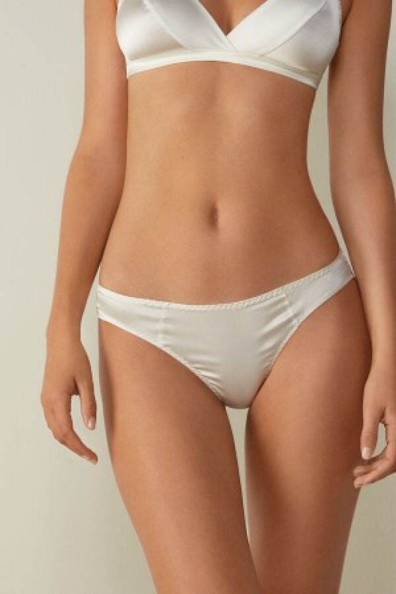 Intimissimi Silk Cheeky Briefs Wit | XNLGW11902